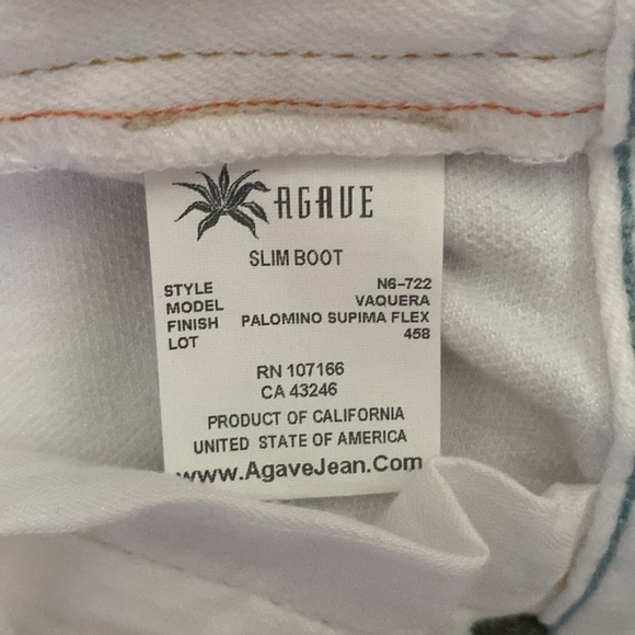 AGAVE Jeans Women’s Size 28 Size 6 Agave Slim Boot Cut Jeans Agave Nectar White - Picture 8 of 16